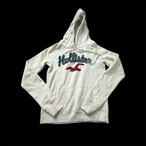 Y2K Hollister White Pull Over Up Hoodie Long Sleeve Large